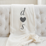 Personalized Two Initials and Heart Throw Blanket