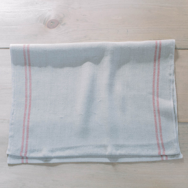 Red Striped French Linen Tea Towel