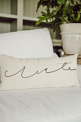Cozy White Cottage Words Lumbar Pillow