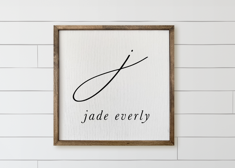 Personalized Initial and Name Wood Framed Sign