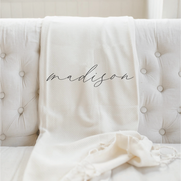 Personalized Calligraphy Name Throw Blanket
