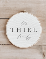 Personalized Calligraphy Family Name Faux Embroidery Hoop