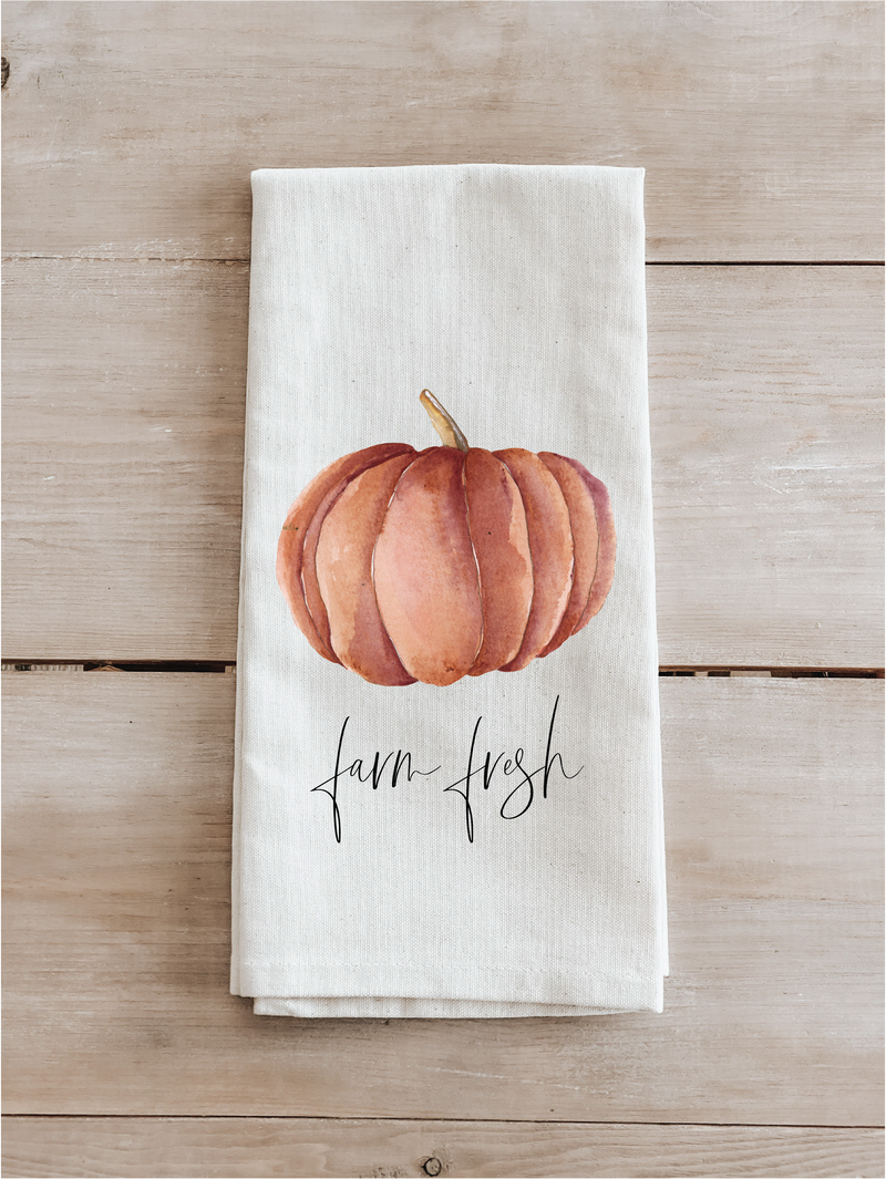 Farm Fresh Pumpkins Watercolor Tea Towel