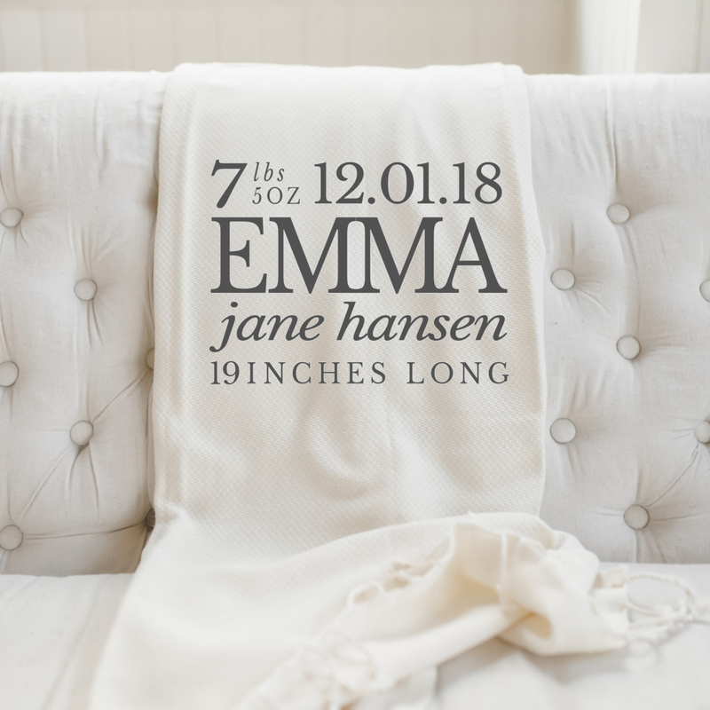 Personalized Birth Stats Throw Blanket