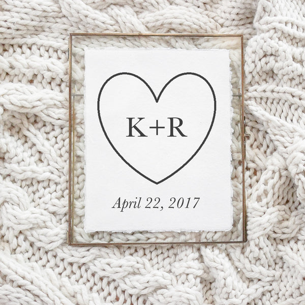 Personalized Two Initials With Heart Print