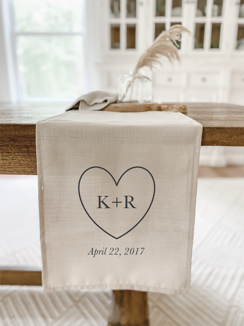 Personalized Heart Initials and Date Table Runner