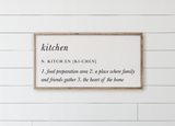 Kitchen Definition Wood Framed Sign