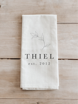 Personalized Family Name and Year Tea Towel