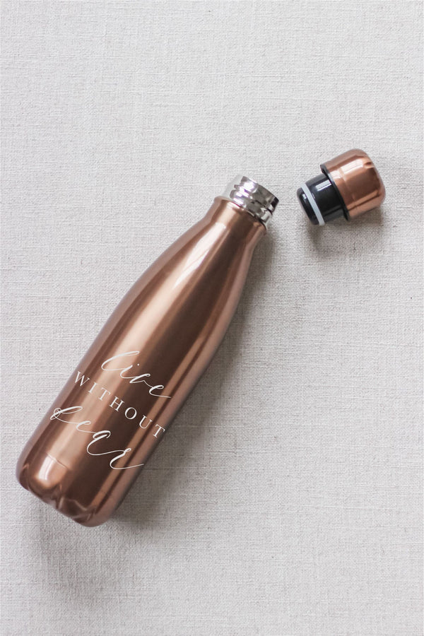 Live Without Fear Metal Water Bottle