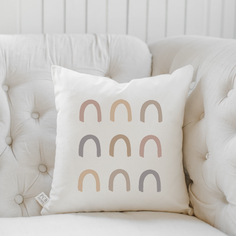 Subtle Mauve Rainbow Rows Pillow