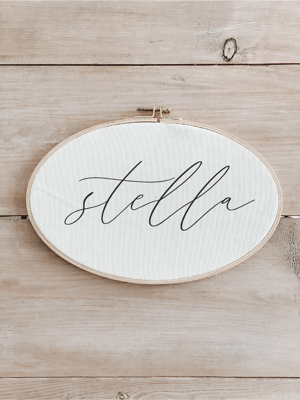 Personalized Calligraphy Name Faux Embroidery Hoop