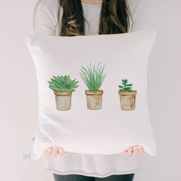 Succulent Pots Watercolor Pillow