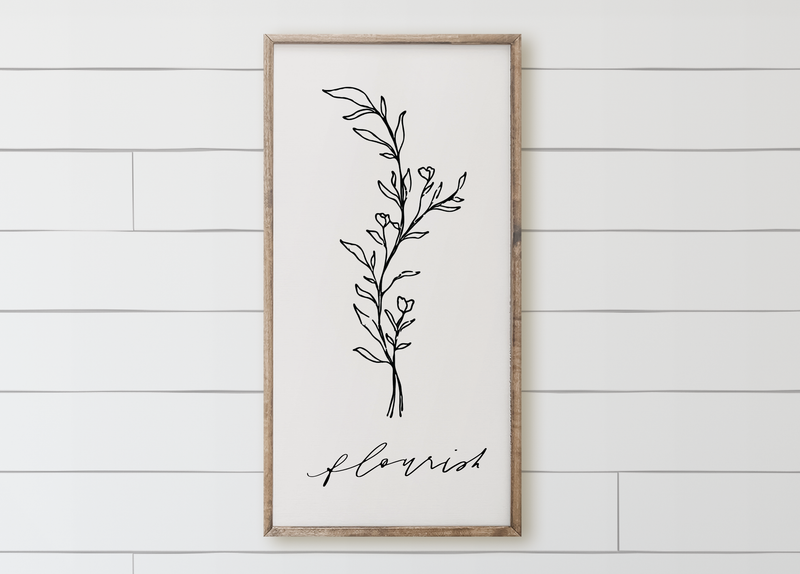 Flourish Wildflower Wood Framed Sign