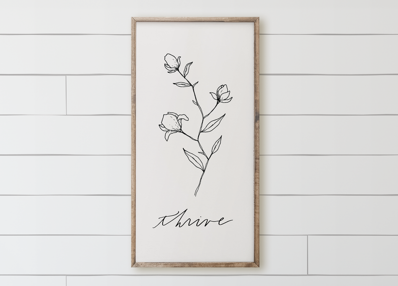 Thrive Wildflower Wood Framed Sign